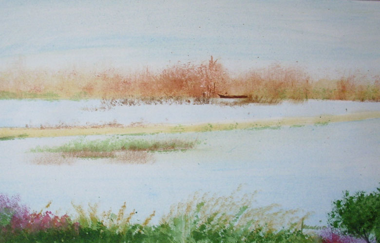 Risaie sul Mincio, 25x40 acq.su carta