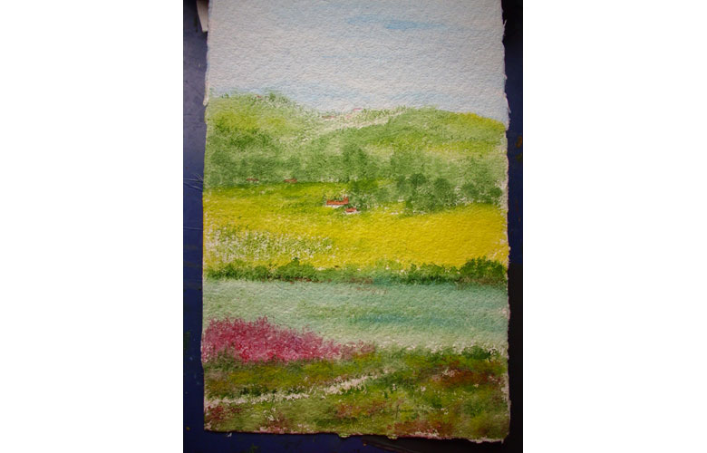 Luci e colori sul Mincio, 20x30 acq. carta a mano