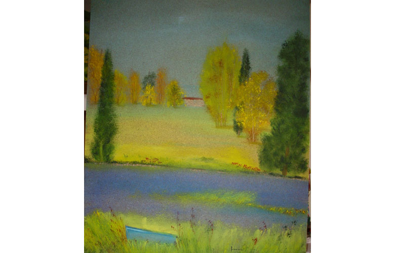 Abbandono autunnale, 50x60 acq. su legno