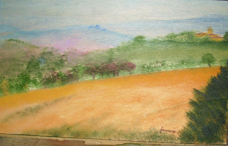Colline di grano, 20x25 acq. su compensato