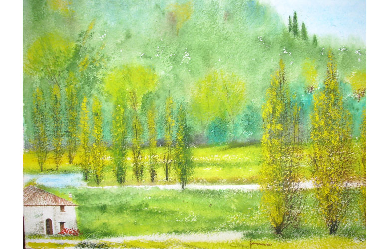 Esplosione autunnale, 25x35 acq. su carta a mano