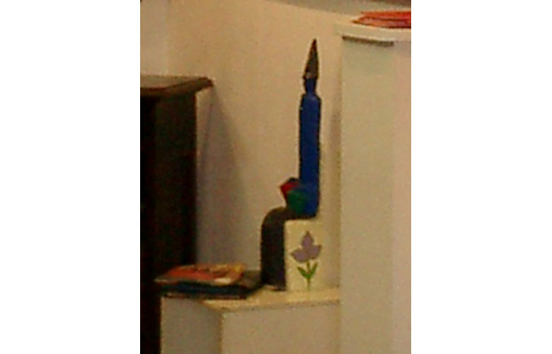 Suonatore di tamburi, 62cm acrilico su legno - Anno 1990