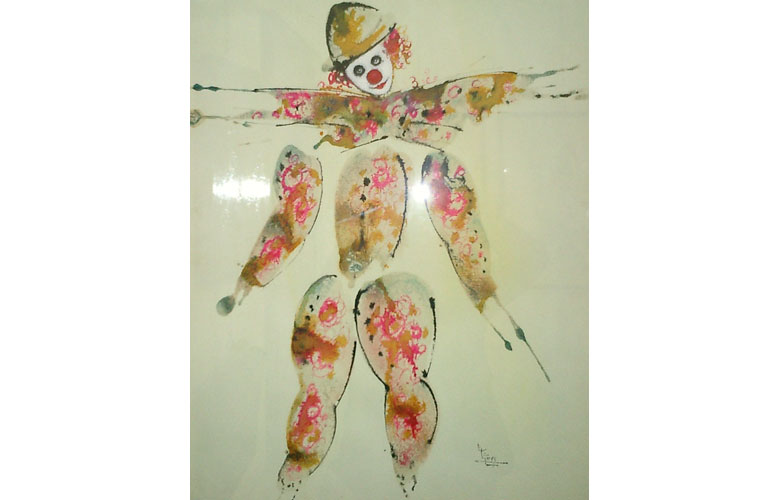 Clown, acquarell0 su cartone - Anno 1984